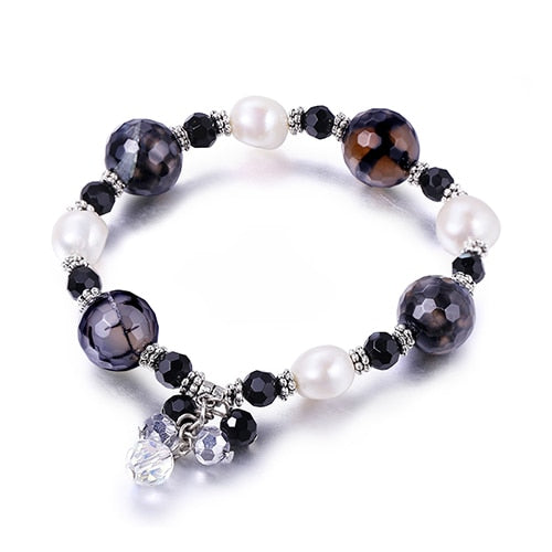 2020 New Arrival Pearl Bracelets 11-12mm For Women Brand Natural Pearl Jewelry For Girlfriend's Bracelet Agate Crysta