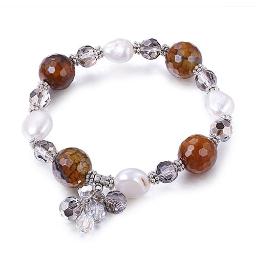 2020 New Arrival Pearl Bracelets 11-12mm For Women Brand Natural Pearl Jewelry For Girlfriend's Bracelet Agate Crysta