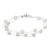 3 Strand Bracelet about 6mm White Pearl Bracelet 925 Silver Bracelet Gift For Women