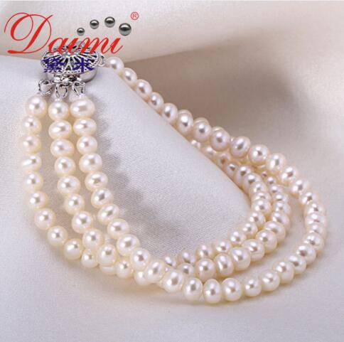 [DAIMI] 4-4.5mm Tricyclic White Pearl Vintage Bracelet Natural Pearl Princess Bracelet New Tiny Bracelet