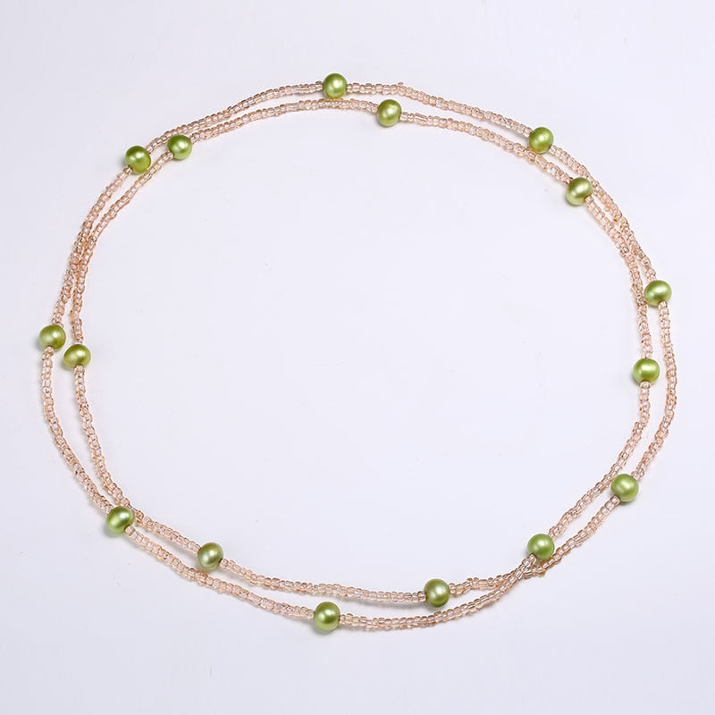 6-7mm Nearly Round Natural Pearl Necklace Champagne Color Necklace Pearl Necklace Jewelry Gifts For Women