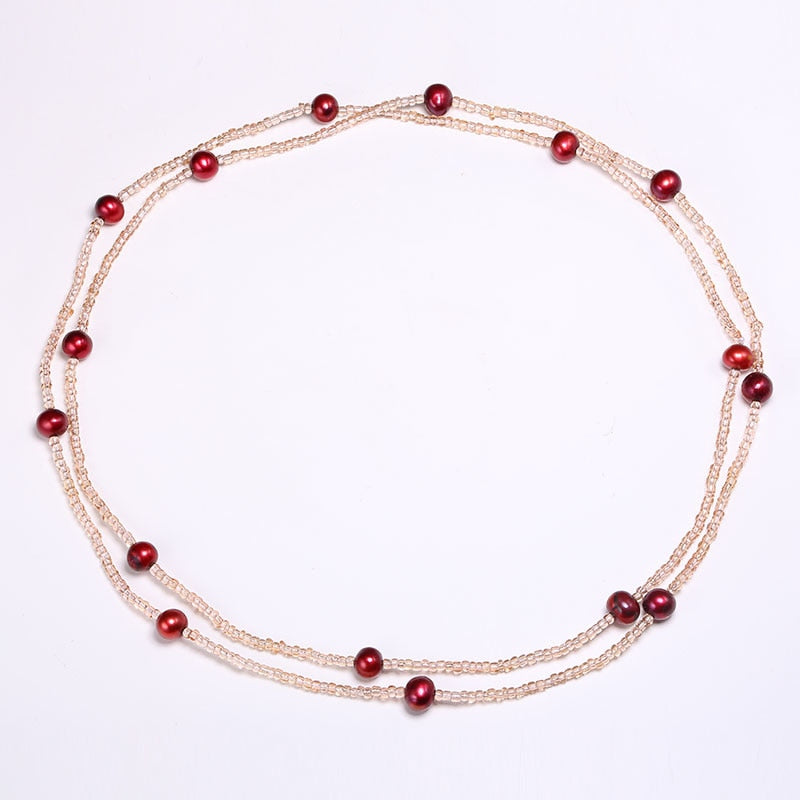 6-7mm Nearly Round Natural Pearl Necklace Champagne Color Necklace Pearl Necklace Jewelry Gifts For Women