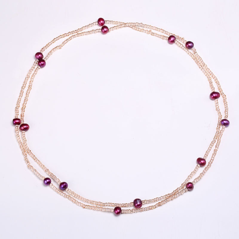 6-7mm Nearly Round Natural Pearl Necklace Champagne Color Necklace Pearl Necklace Jewelry Gifts For Women