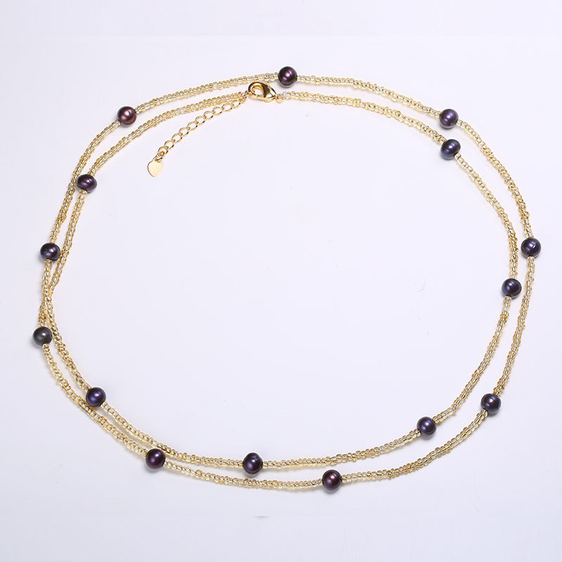 6-7mm Nearly Round Natural Pearl Necklace Light Gold Color Necklace Pearl Necklace Jewelry Gifts For Women