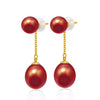 7-8mm Pearl With About 9mm Tear Drop Pearl Dangle Earrings 18K Gold Drop Earrings Fine Jewelry