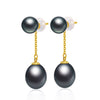 7-8mm Pearl With About 9mm Tear Drop Pearl Dangle Earrings 18K Gold Drop Earrings Fine Jewelry