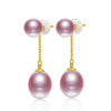 7-8mm Pearl With About 9mm Tear Drop Pearl Dangle Earrings 18K Gold Drop Earrings Fine Jewelry