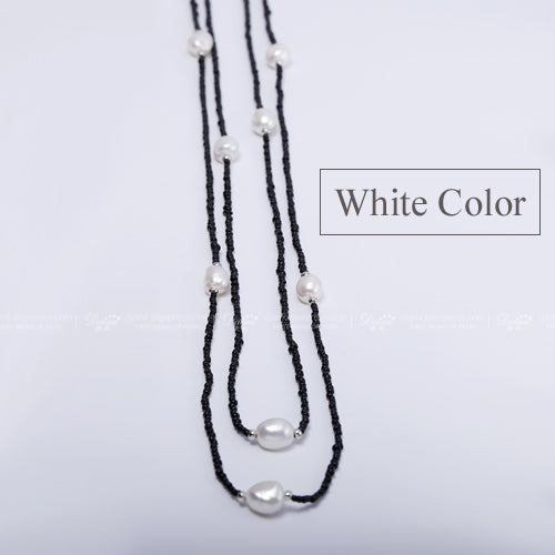 8-9MM Multi Pearl Long Necklace 86cm/96cm Water Pearl Sweater Chain White/Yellow/Multi Color