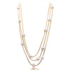 9-10MM Natural White Baroque Pearl & Leather 3 Layer Necklace Long Jewelry Pearl Necklace