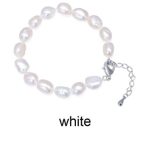9-10mm Baroque Bracelet Natural White Pearl Bracelet 6 Color For Choice Christmas Gift For Women