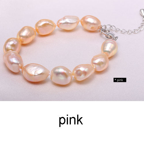 9-10mm Baroque Bracelet Natural White Pearl Bracelet 6 Color For Choice Christmas Gift For Women