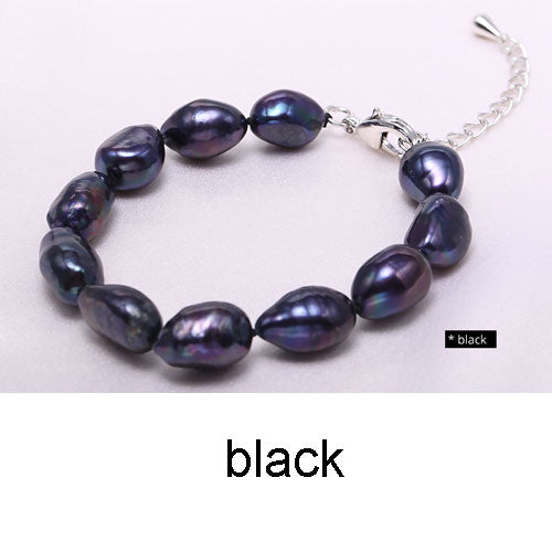 9-10mm Baroque Bracelet Natural White Pearl Bracelet 6 Color For Choice Christmas Gift For Women