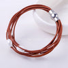 9-10mm White Natural Baroque Pearl Bracelet 7 Layers Leather Bracelet Wholesale Price Magnet Clasp