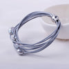 9-10mm White Natural Baroque Pearl Bracelet 7 Layers Leather Bracelet Wholesale Price Magnet Clasp
