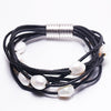 9-10mm White Natural Baroque Pearl Bracelet 9 Layers Leather Bracelet Wholesale Price Magnet Clasp