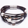 9-10mm White Natural Baroque Pearl Bracelet 9 Layers Leather Bracelet Wholesale Price Magnet Clasp