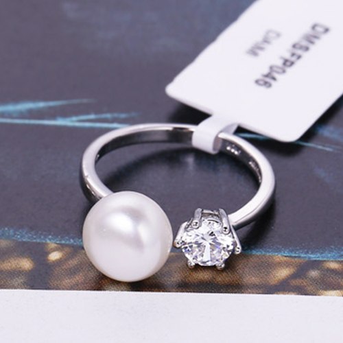 925 Silver Ring 8-9mm Cultured Pearl Ring Trendy Style Cute Jewelry