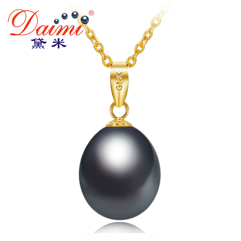 Black Pearl 18K Yellow Gold Pendant Natural Pearl Pendant Necklace 45cm Gift For Women