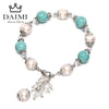 Blue Turquoise Bracelet Adjustable Women Bracelet Length 18-20cm Pearl Bracelets Trendy Colorful Stone Jewelry