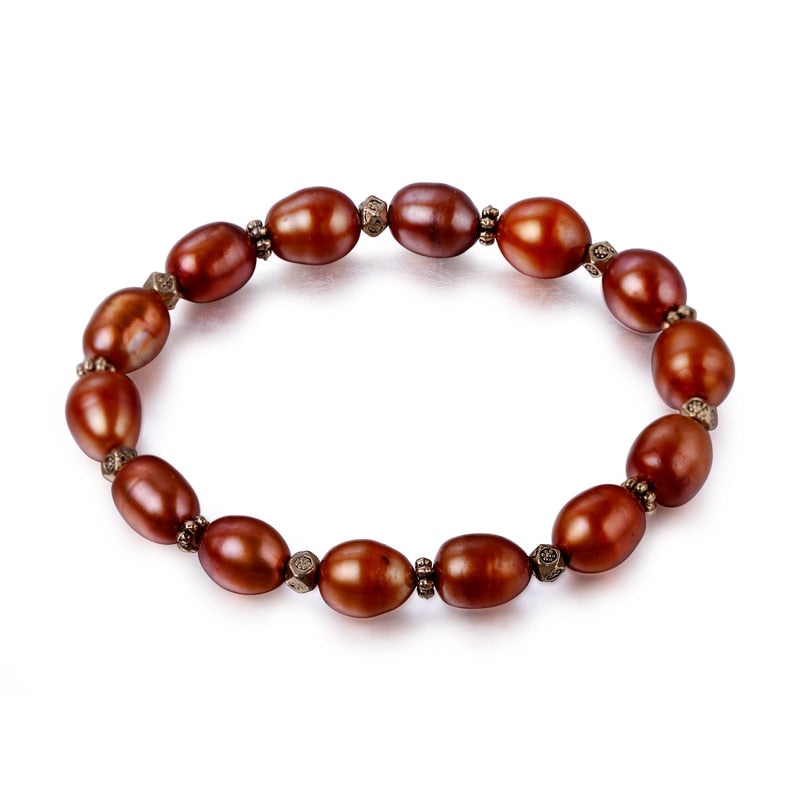 Colorful Vintage Bracelet 8-9mm Rice Pearl Bracelet Wholesale Price Elastic Bracelet