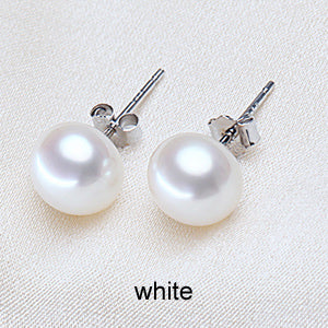 Cultured Pearl Earrings Women 7-8mm 8-9mm Paragraph Colorful Earrings, 925 Sterling Silver Pearl Stud Earrings