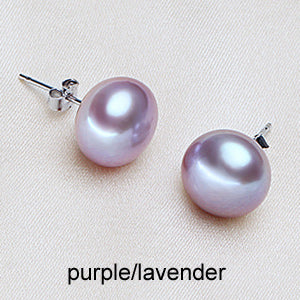 Cultured Pearl Earrings Women 7-8mm 8-9mm Paragraph Colorful Earrings, 925 Sterling Silver Pearl Stud Earrings