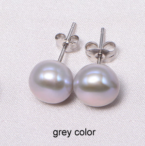 Cultured Pearl Earrings Women 7-8mm 8-9mm Paragraph Colorful Earrings, 925 Sterling Silver Pearl Stud Earrings