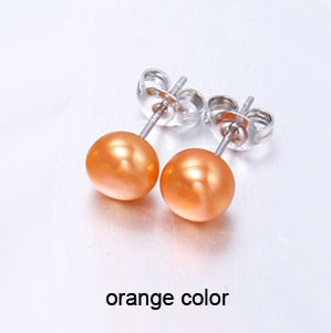 Cultured Pearl Earrings Women 7-8mm 8-9mm Paragraph Colorful Earrings, 925 Sterling Silver Pearl Stud Earrings
