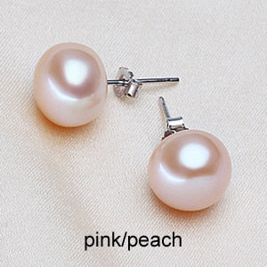 Cultured Pearl Earrings Women 7-8mm 8-9mm Paragraph Colorful Earrings, 925 Sterling Silver Pearl Stud Earrings
