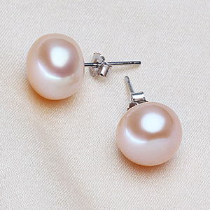 Cultured Pearl Stud Earrings Women 7-8mm 8-9mm Paragraph Colorful Earrings, 925 Sterling Silver Pearl Earrings