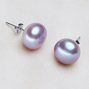Cultured Pearl Stud Earrings Women 7-8mm 8-9mm Paragraph Colorful Earrings, 925 Sterling Silver Pearl Earrings