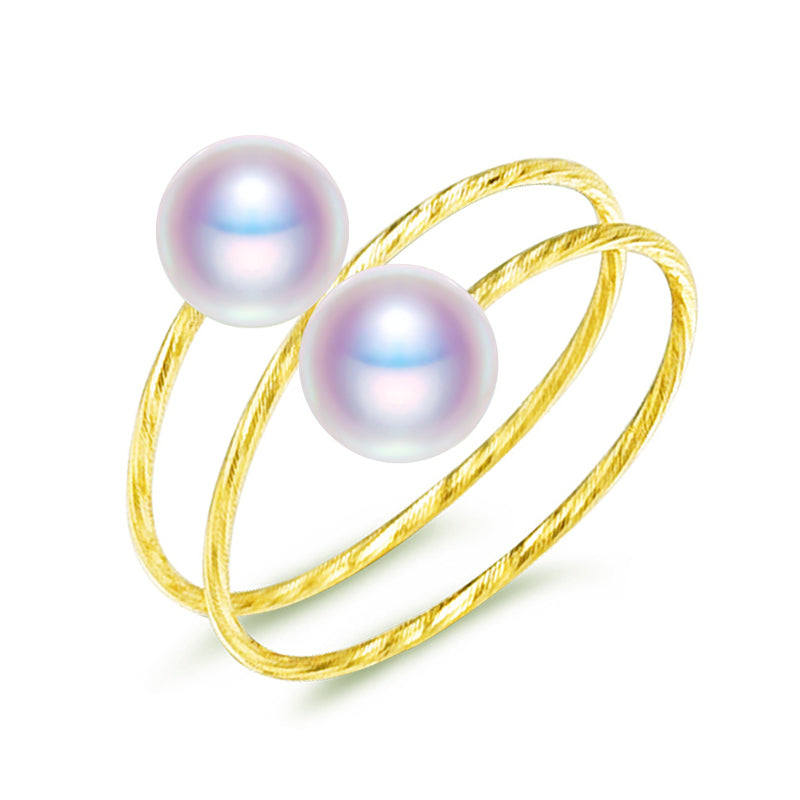 Delicate 18K Yellow Gold Ring Pearl 4-5mm Pearl Ring