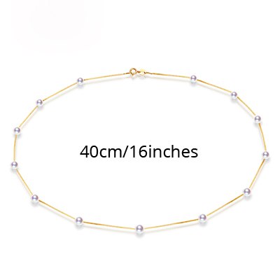 [DAIMI] Fine Jewelry 18K Yellow Gold 4-4.5mm Natural Tiny Akoya Sea Pearl Necklace Top Quality For Everyday