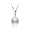 [DAIMI] Fine Jewelry 8-11mm Natural Waterdrop White /Pink /Purple Pearl Necklace 925 Silver Simple Pendant Necklaces