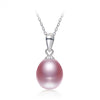 [DAIMI] Fine Jewelry 8-11mm Natural Waterdrop White /Pink /Purple Pearl Necklace 925 Silver Simple Pendant Necklaces