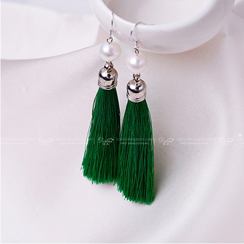 Pearl 9-10MM Pearl Earrings Silver Earrings Long Tassles Style for women Christmas gifts
