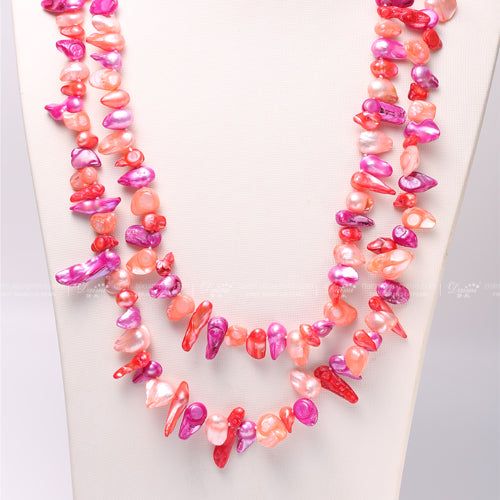 Gaga Deals Pink/Blue Multi Color Pearl Necklace 120cm Long Sweater Chain maxi necklace for women christmas gifts