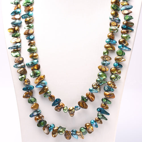 Gaga Deals Pink/Blue Multi Color Pearl Necklace 120cm Long Sweater Chain maxi necklace for women christmas gifts