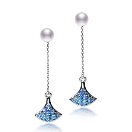 Ginkgo Earrings Natural & Semiround Pearl With 925 Sterling Silver Drop Earrings For Women