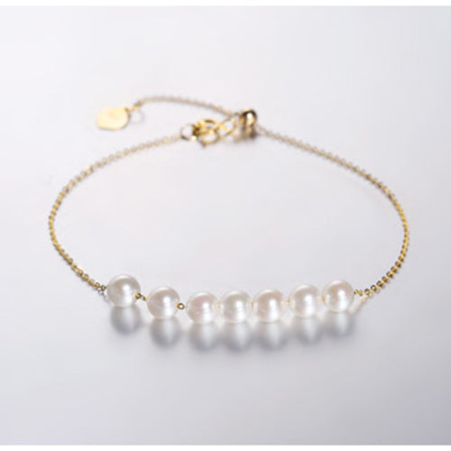 Gypsophila Bracelet 4.5-5mm Round Pearl Bracelet 18K Gold Design Bracelet