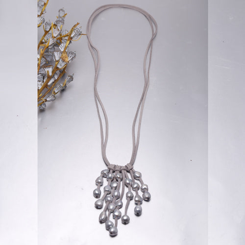 Leather Pearl Pendant Necklace Long Necklace Wo Sweater Chain 9-10mm Baroque Pearl Jewelry Bohemia Jewelry