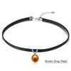 Leather Pendant Necklace 8-9mm Tear Drop / 13-14mm Coin Pearl Pearl Necklace Trendy Necklace