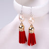 Leather Tassels Earrings Pearl Earrings 9-10mm White Baroque Pearl Bohemian Silver Earrings Wholesale Price