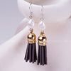 Leather Tassels Earrings Pearl Earrings 9-10mm White Baroque Pearl Bohemian Silver Earrings Wholesale Price
