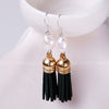 Leather Tassels Earrings Pearl Earrings 9-10mm White Baroque Pearl Bohemian Silver Earrings Wholesale Price