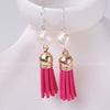 Leather Tassels Earrings Pearl Earrings 9-10mm White Baroque Pearl Bohemian Silver Earrings Wholesale Price