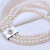 Natural Bracelet 4-5 mm White Pearl 3 Strand Bracelets For Women