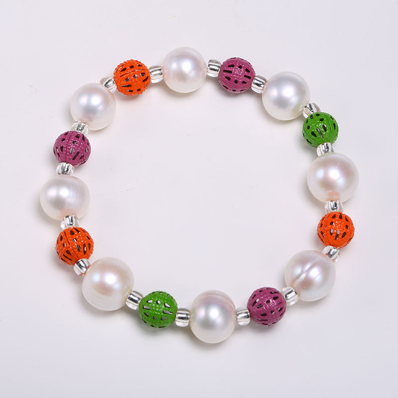 Pearl Bracelet Candy Bracelet 11-12mm Mixed Color Natural Pearl Bracelet Jewelry Gift For Women