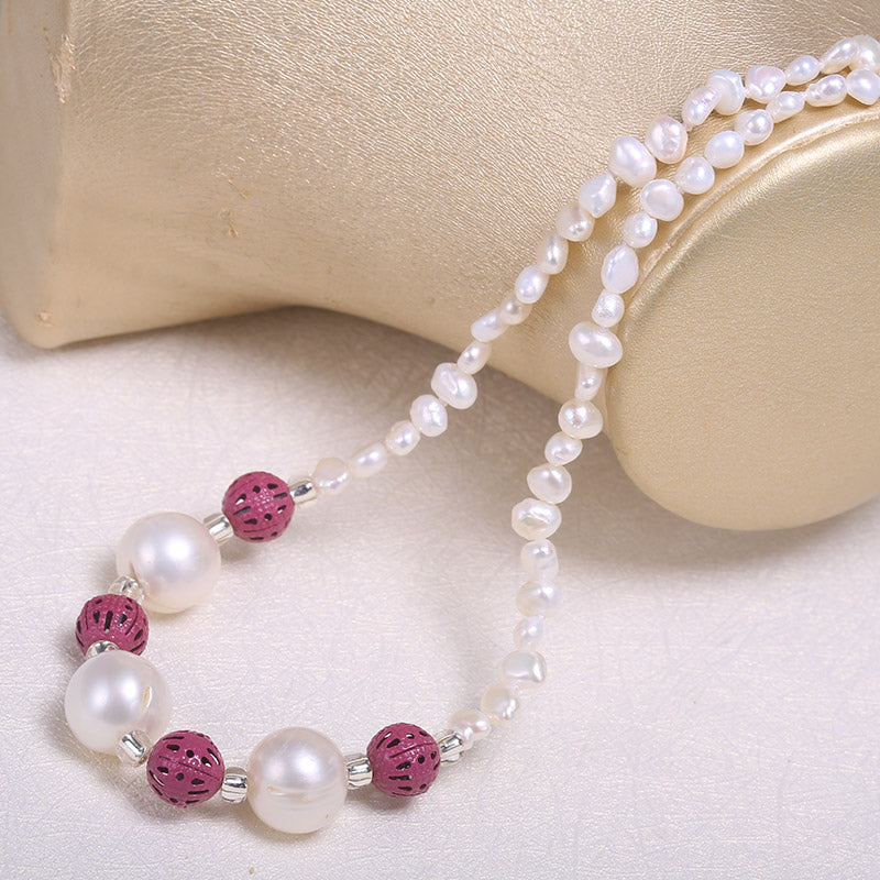 Pearl Necklace 6 Color 4-5mm/11-12mm Natural Nearly Round Pearl Necklace Jewelry Gift For Women