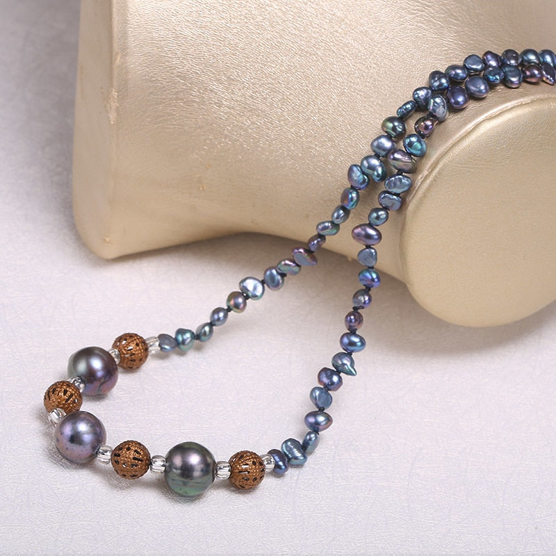 Pearl Necklace 6 Color 4-5mm/11-12mm Natural Nearly Round Pearl Necklace Jewelry Gift For Women